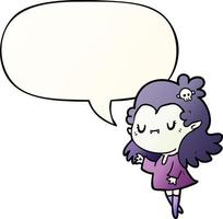 cute cartoon vampire girl and speech bubble in smooth gradient style vector