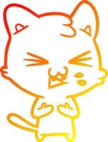 warm gradient line drawing cartoon cat hissing vector