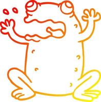 warm gradient line drawing cartoon burping toad vector