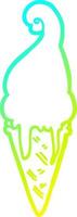 cold gradient line drawing cartoon ice cream vector