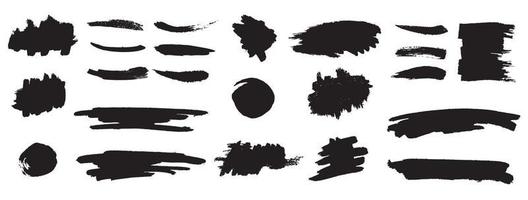 Set of black paint, ink brush strokes vector