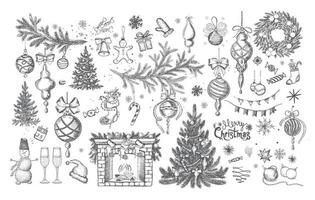 Christmas pattern in sketch style. Hand drawn illustration. vector