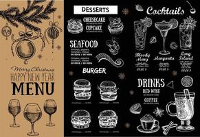 Christmas menu cafe. Food flyer. Restaurant menu. Template design. vector