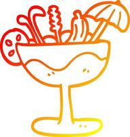 warm gradient line drawing cartoon cocktail vector