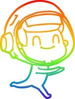 rainbow gradient line drawing happy cartoon astronaut man vector