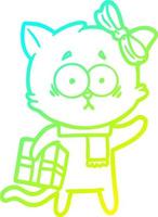 cold gradient line drawing cartoon cat vector