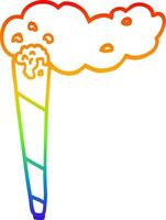 dibujo de línea de gradiente de arco iris articulación de marihuana de dibujos animados vector