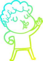 cold gradient line drawing cartoon man singing vector