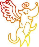 warm gradient line drawing cartoon angel dog vector