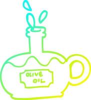 cold gradient line drawing cartoon bottle of oilve oil vector