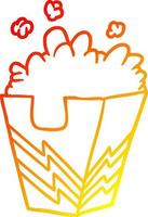 warm gradient line drawing box of popcorn vector