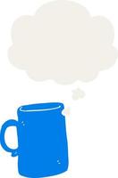 cartoon mug and thought bubble in retro style vector
