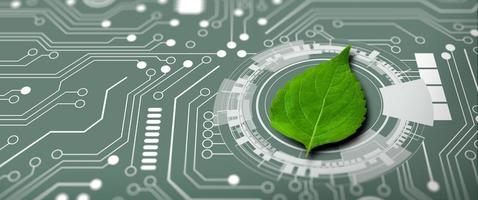 Green Computing, Green Technology, Green IT, csr, and IT ethics Concept. photo