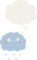 cute cartoon cloud and thought bubble in retro style vector