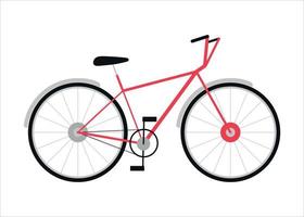 bicicleta de ciudad clásica, transporte deportivo ecológico de bicicleta de montaña moderna, ilustración de vector plano de vista lateral de bicicleta roja para animación