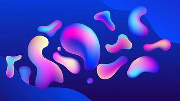 Liquid flow purple, blue 3D neon lava lamp vector geometric background for banner, card, UI design or wallpaper. Gradient mesh bubble in the shape of a wave drop. Fluid colorful abstract shapes.