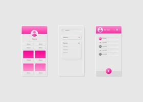 Application gallery portfolio Neumorphism sign up and log in user page. White background. Interface of modern web or mobile app. UI UX design. Create account form vector
