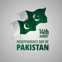 14 August Pakistan independence day with Pakistani flag vector