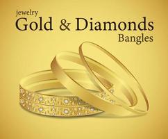 Royal Gold Jewelry with Diamonds Golden Bangle Arabian style Bracelet Jewels vector illustration