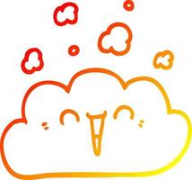 warm gradient line drawing cartoon happy cloud vector