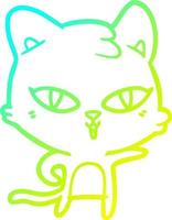 cold gradient line drawing cartoon cat vector