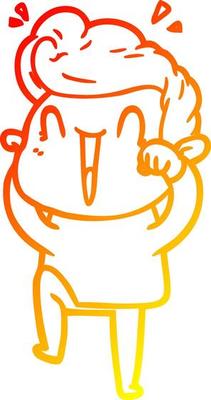 warm gradient line drawing cartoon excited man