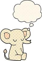 elefante de dibujos animados y globo de pensamiento al estilo de las historietas vector