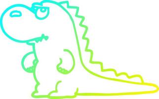 cold gradient line drawing cartoon annoyed dinosaur vector