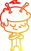 warm gradient line drawing friendly cartoon spaceman vector