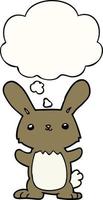 cute cartoon rabbit and thought bubble vector