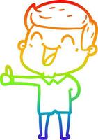 rainbow gradient line drawing cartoon man laughing vector