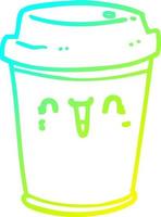 cold gradient line drawing cartoon take out coffee vector