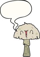 cartoon mushroom and speech bubble vector