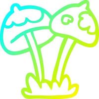 cold gradient line drawing cartoon mushroom vector