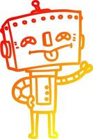 warm gradient line drawing cartoon robot vector