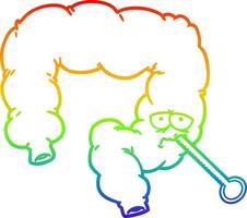 rainbow gradient line drawing cartoon unhealthy colon vector