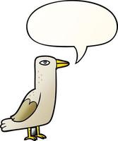 cartoon bird and speech bubble in smooth gradient style vector