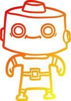 warm gradient line drawing cartoon robot vector