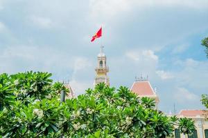 Ho Chi Minh, VIETNAM - FEB 13 2022 Scenic view of the Ho Chi Minh City Hall in Vietnam. Ho Chi Minh City is a popular tourist destination of Asia. photo