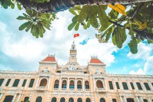 Ho Chi Minh, VIETNAM - MAY 22 2022 Scenic view of the Ho Chi Minh City Hall in Vietnam. Ho Chi Minh City is a popular tourist destination of Asia. photo