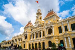 Ho Chi Minh, VIETNAM - MAY 22 2022 Scenic view of the Ho Chi Minh City Hall in Vietnam. Ho Chi Minh City is a popular tourist destination of Asia. photo