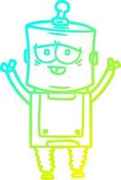 cold gradient line drawing cartoon robot vector