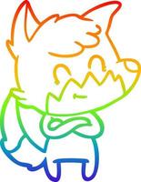 rainbow gradient line drawing cartoon friendly fox vector