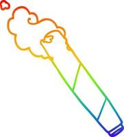 rainbow gradient line drawing cartoon smoking joint vector