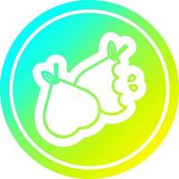bitten pears circular in cold gradient spectrum vector