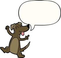 cartoon dancing dog and speech bubble vector