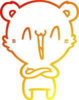 warm gradient line drawing happy polar bear cartoon vector