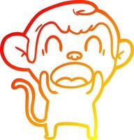 warm gradient line drawing shouting cartoon monkey vector