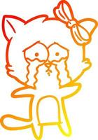 warm gradient line drawing cartoon cat vector