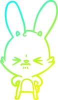 cold gradient line drawing cute cartoon rabbit vector